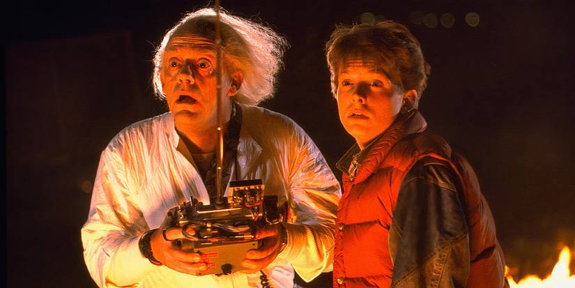 Michael J. Fox e Christopher Lloyd como Marty McFly e Doc Brown em 'De Volta Para o Futuro'