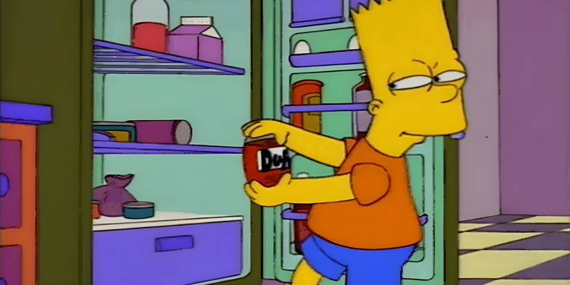 Bart puts a shaken Duff Beer can in the fridge in The Simpsons' So It's Come to This: A Simpsons Clip Show.