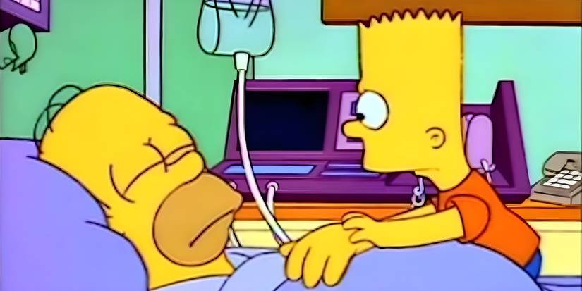 Bart visits a comatose Homer in the hospital in The Simpsons' So It's Come to This: A Simpsons Clip Show.