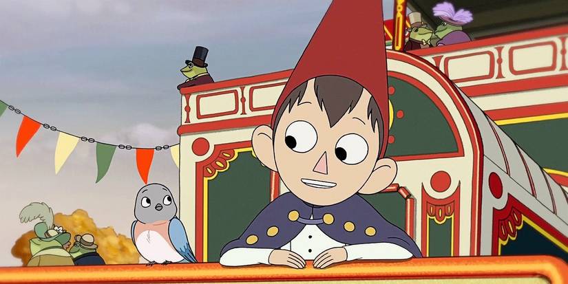 Wirt and Beatrice standing on the edge of the frog boat in Over the Garden Wall.