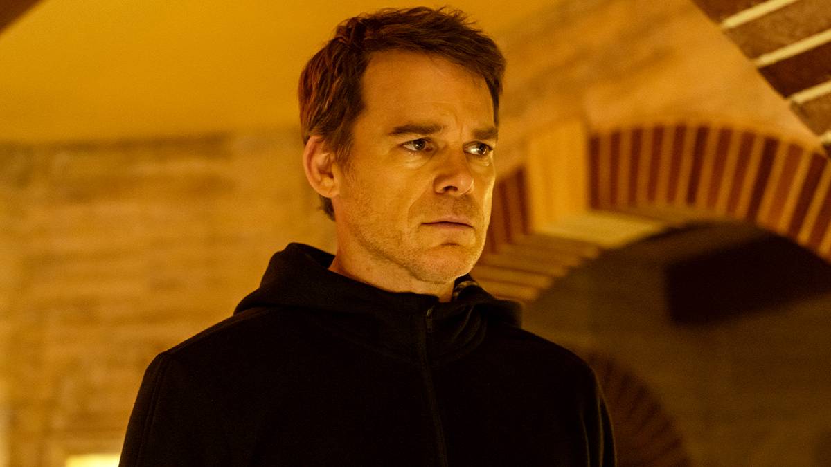 Michael C. Hall's Dexter held at gunpoint in a scene from Dexter: Resurrection, Episode 9