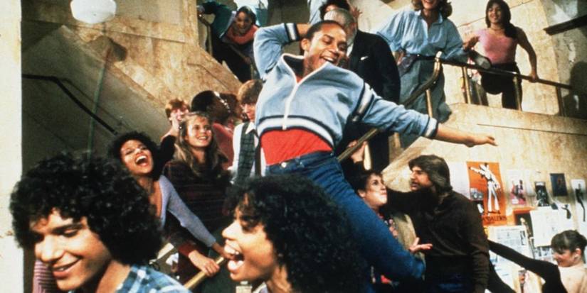 Students dance in the hallway in Fame.