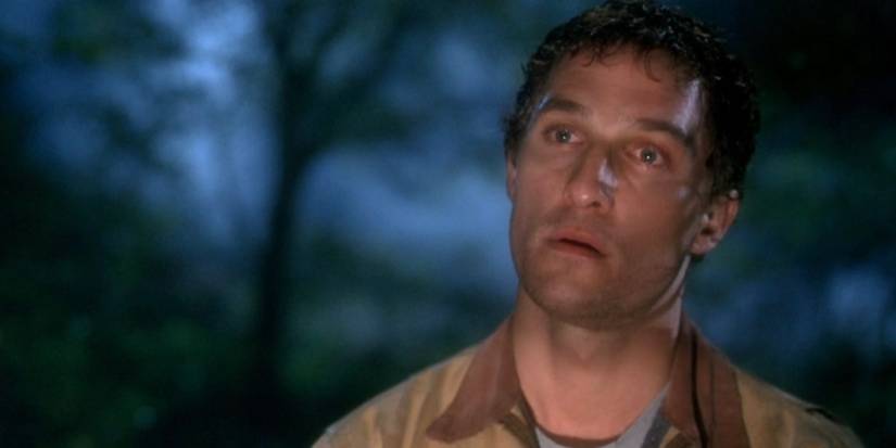 Matthew McConaughey in Frailty, looking weird and upset