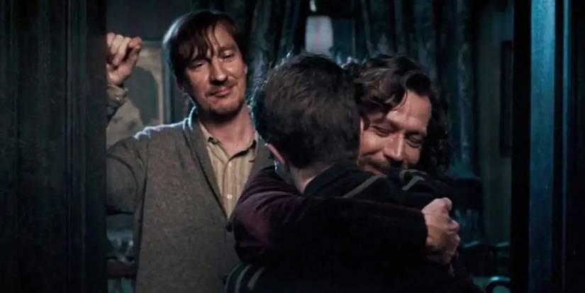 Sirius Black hugs Harry as Remus Lupin watches in 'Harry Potter and the Order of the Phoenix'