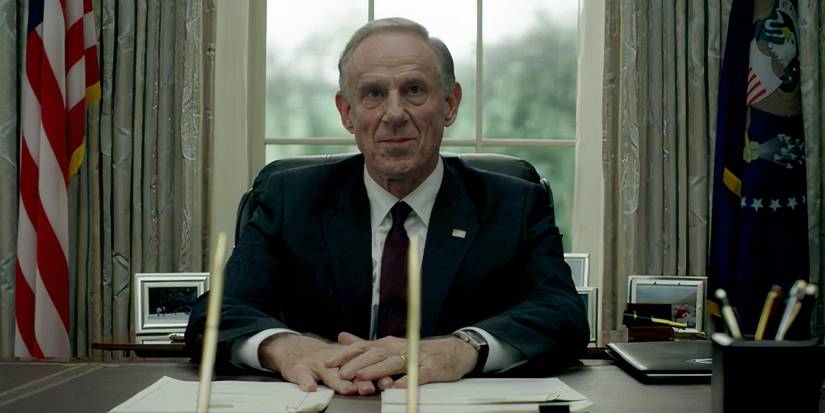 Dan Ziskie sitting at the desk in the Oval Office in House of Cards