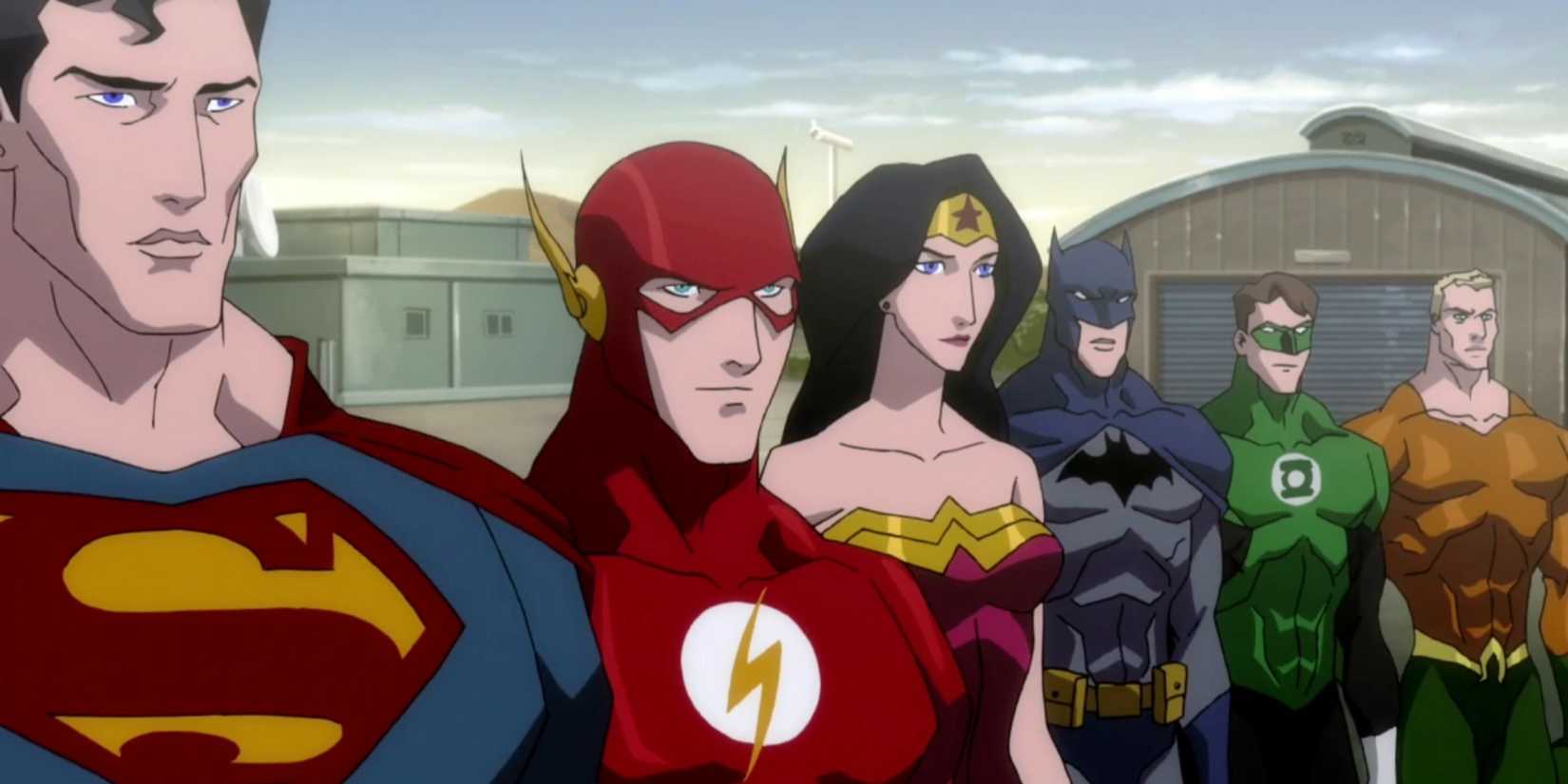 The Justice League standing together in 'Justice League: The Flashpoint Paradox'