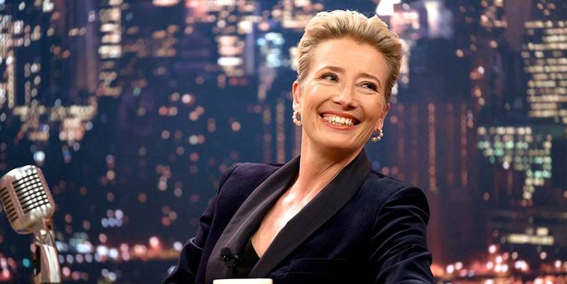 Katherine (Emma Thompson) smiling in Late Night