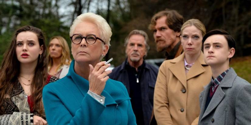 Jamie Lee Curtis, Don Johnson, Toni Collette, Michael Shannon, Riki Lindhome, Jaeden Martell, and Katherine Langford in Knives Out