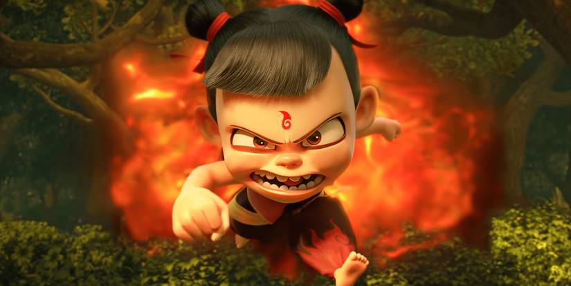 A child running away from an explosion in Ne Zha 2