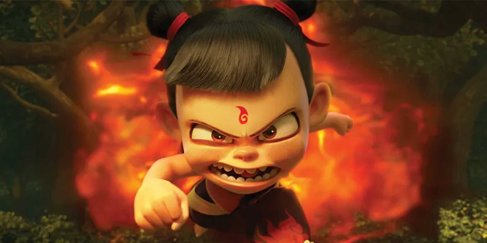 A young warrior running out of an explosion in Ne Zha 2