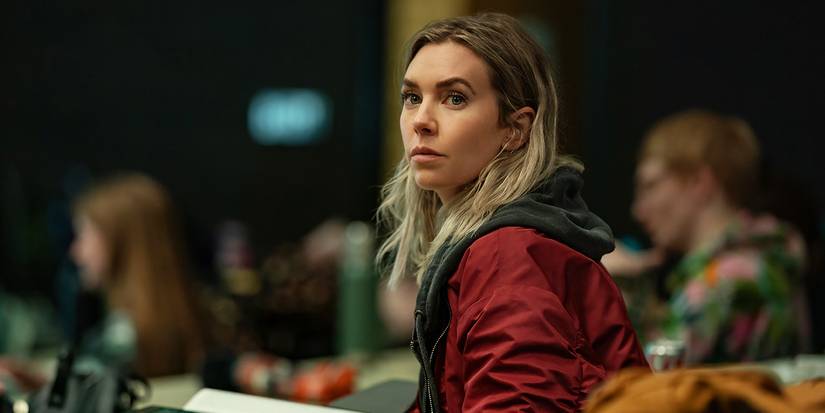 Vanessa Kirby looks up from a book in Night Always Comes