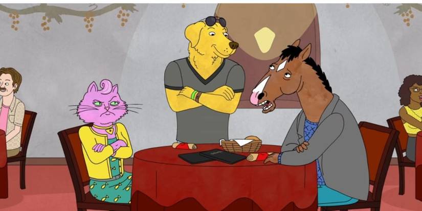 Princess Carolyn eating dinner with BoJack in Season 1, Episode 1 of BoJack Horseman.
