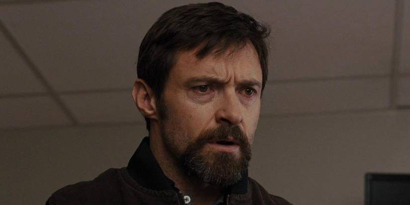Hugh Jackman looking angry in Prisoners.