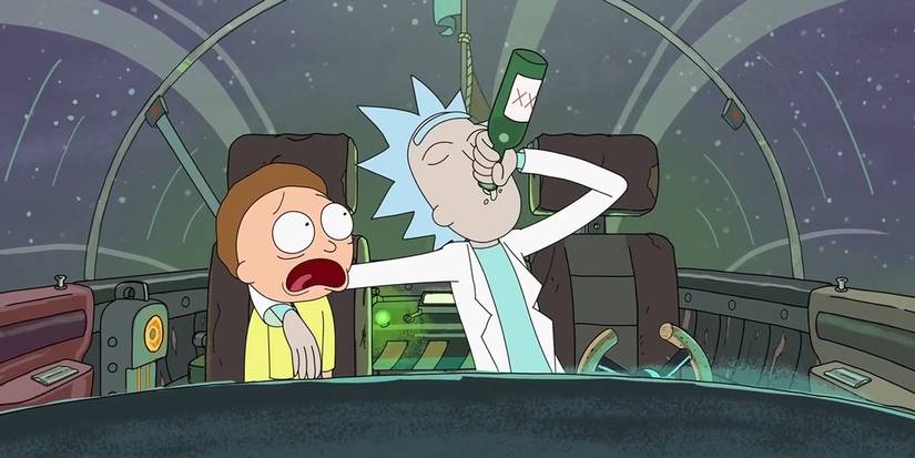 Rick drinking with Morty in 'Rick and Morty' Pilot
