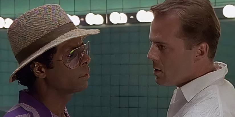 Philip Michael Thomas as Tubbs and Bruce Willis as Tony Amato in 'Miami Vice.'