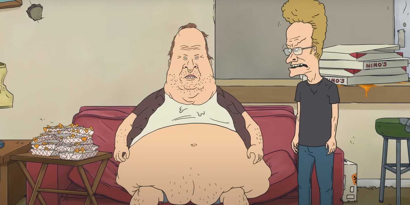 An older, obese Butt-Head sits next to Beavis on 'Beavis and Butt-Head'