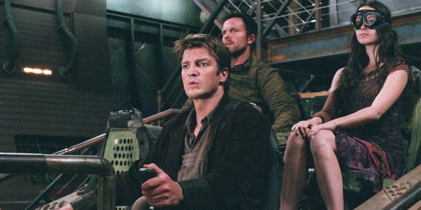 O elenco de Serenity em cena clássica da franquia