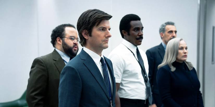 Zach Cherry, Adam Scott, Tramell Tillman, John Turturro, Patricia Arquette, in Severance episode The You You Are.