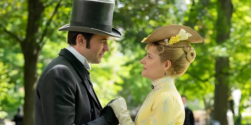 Marian (Louisa Jacobson) and Mr. Raikes (Thomas Cocquerel) in The Gilded Age Season 1