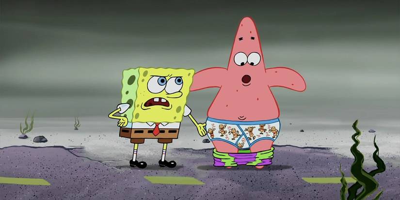 spongebob-gestures-at-patrick's-goofy-goober-underwear-as-patrick-looks-down-in-surprise