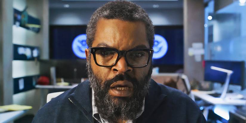 Ice Cube looks shocked with his mouth open in 2025's War of the Worlds