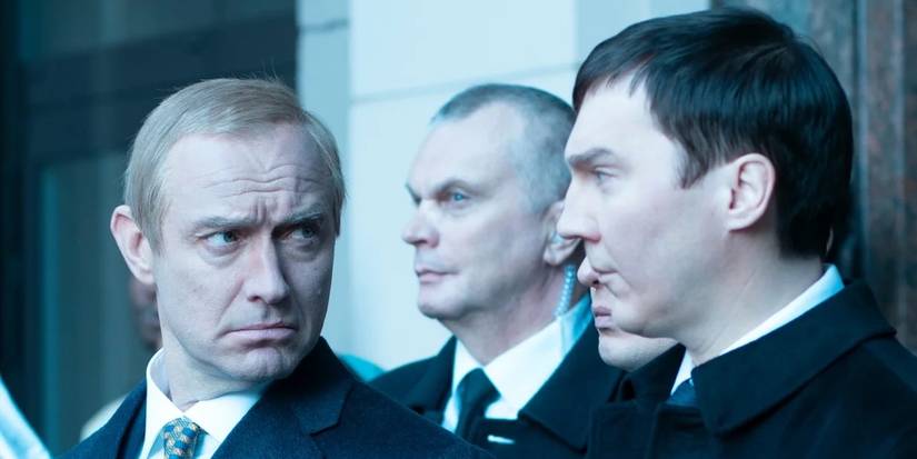 Jude Law and Paul Dano in The Wizard of the Kremlin