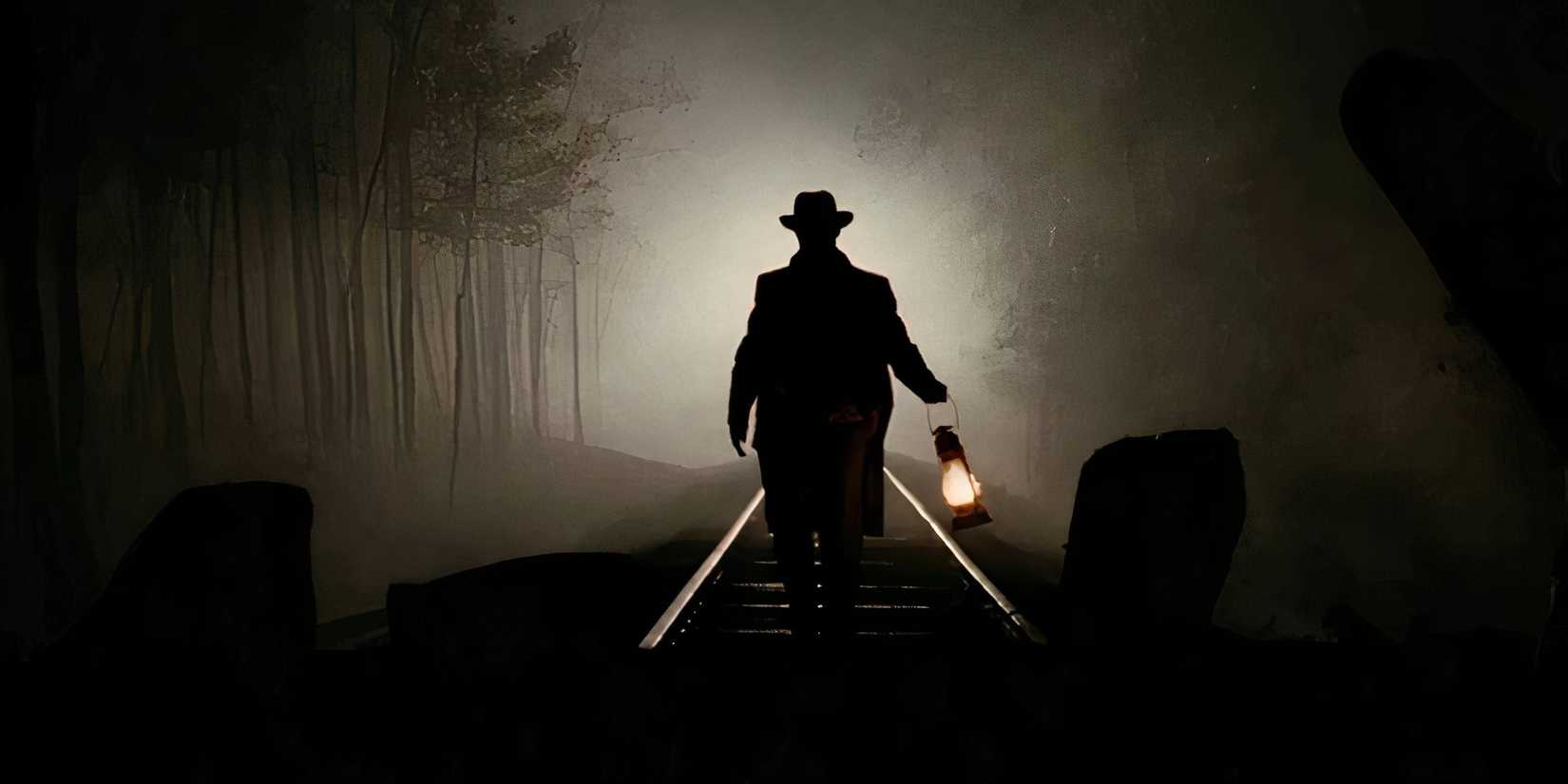 A back shot of a man walking in a dimly lit street in The Assassination of Jesse James by the Coward Robert Ford