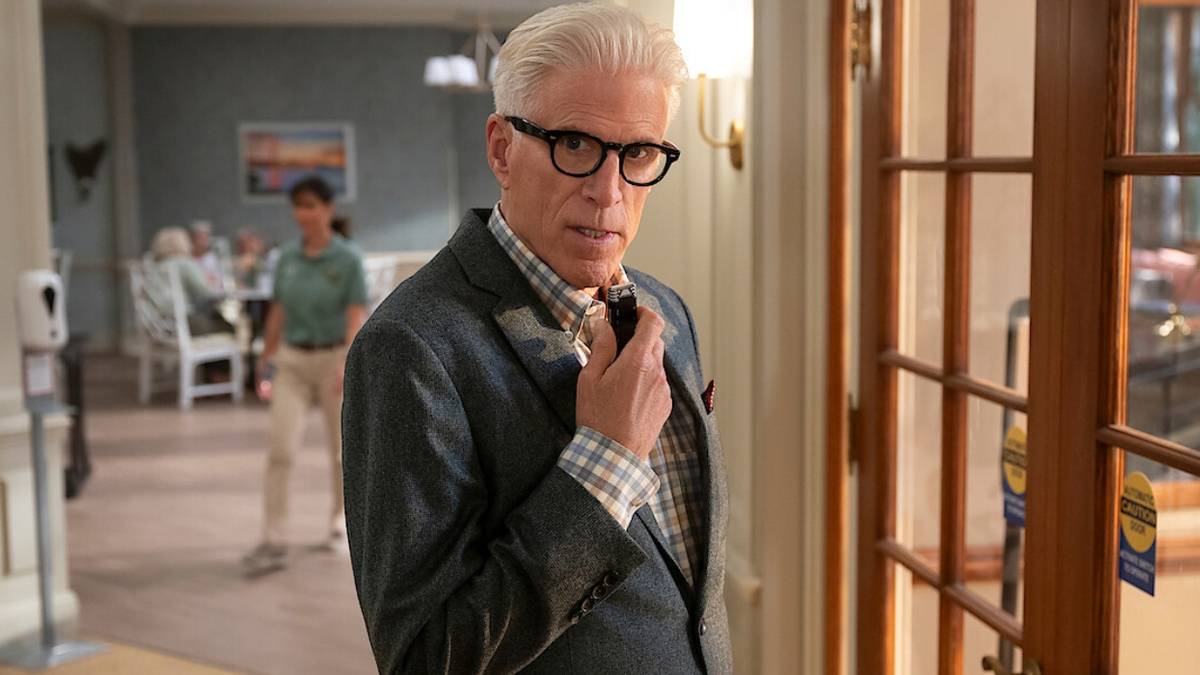 Ted Danson as Charles Nieuwendyk talking into a voice recorder stealthily in A Man on the Inside.