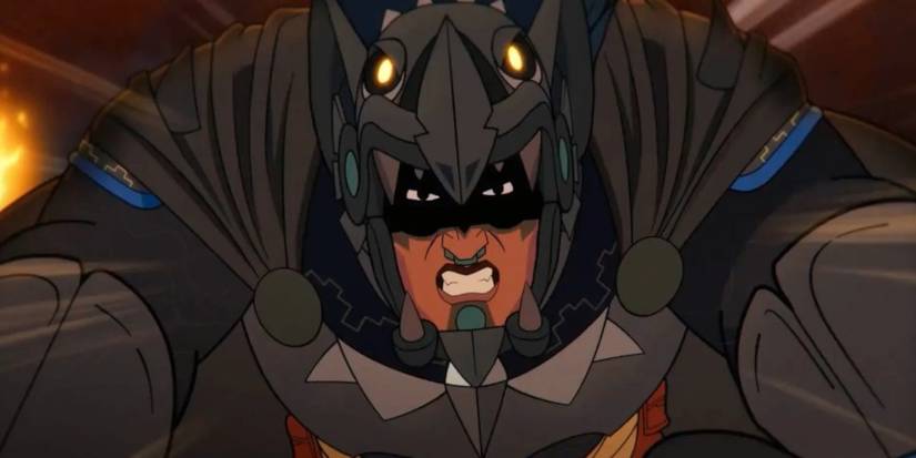 Batman lunges forward in Aztec Batman: Clash of the Empires.