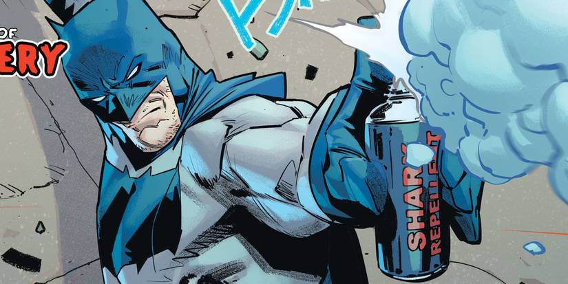 Batman DC Comics'te bir şeyde köpekbalığı kovucu püskürtüyor