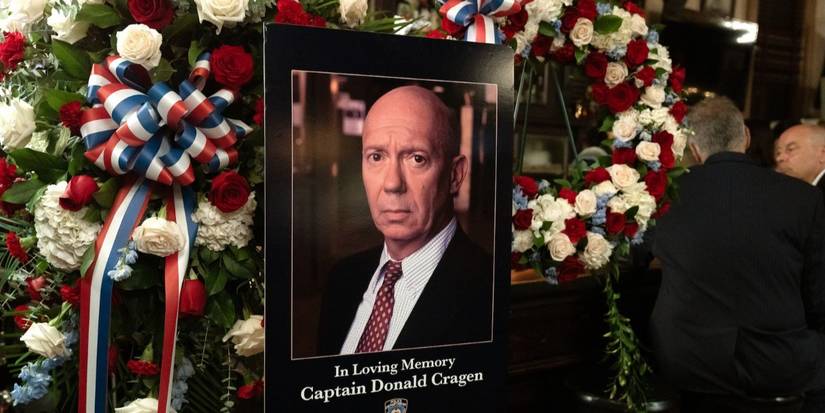 A scene in the funeral of Captain Donald Cragen