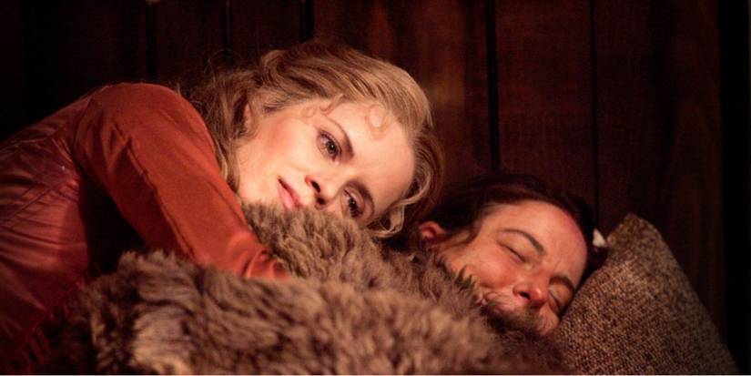 Kim Dickens as Joanie Stubbs and Robin Weigert as Calamity Jane in 'Tell Him Something Pretty' on 'Deadwood.'