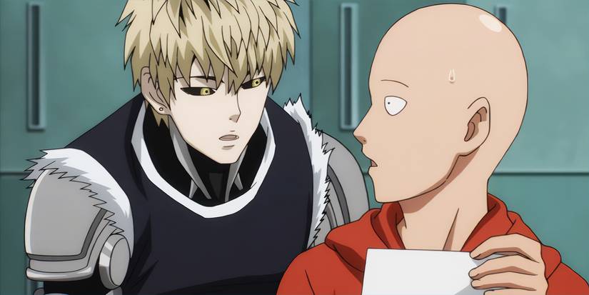 Genos & Saitama looking at test results in One Punch Man