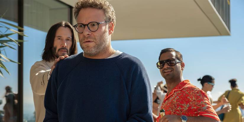 Aziz Ansari, Seth Rogen, and Keanu Reeves in Good Fortune