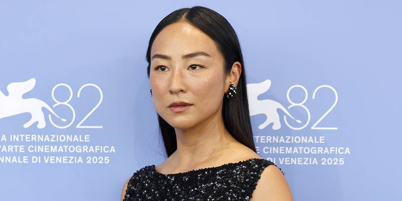 Actor Greta Lee on the red carpet.