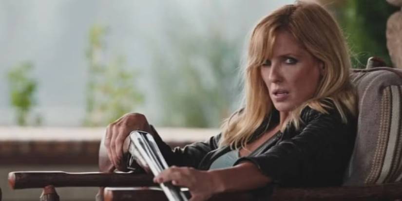 Beth holds a shotgun in Yellowstone episode Half the Money.