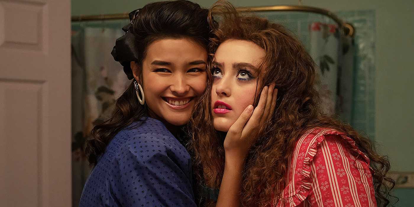 Liza Soberano hugs Kathryn Newton's face in 'Lisa Frankenstein' image
