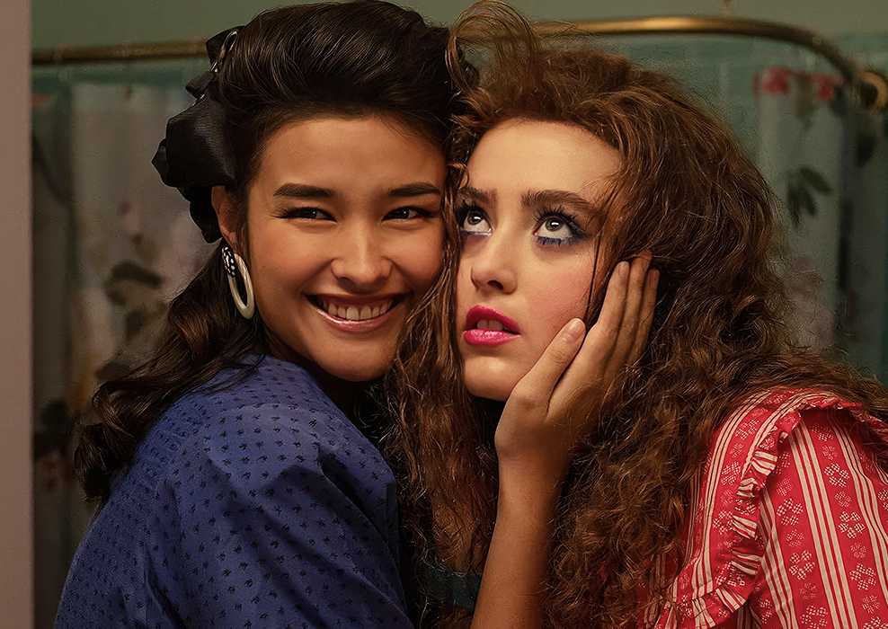 Liza Soberano hugs Kathryn Newton's face in 'Lisa Frankenstein' image