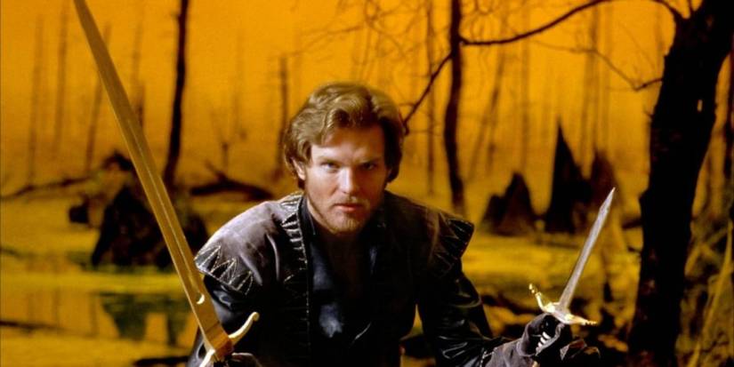 A knight in a swamp holding a sword in Krull