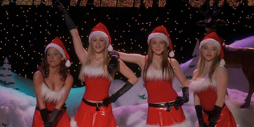 The Plastics pose at the end of their talent show Christmas Dance in Mean Girls (2004).