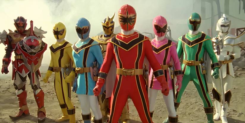 The Mystic Force Rangers standing together before the final battle of Power Rangers Mystic Force