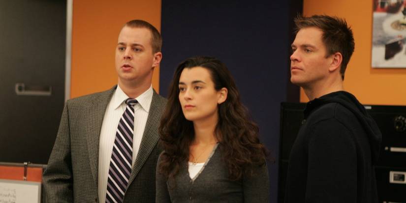 Michael Weatherly as Tony, Cote de Pablo as Ziva and Sean Murray as McGee in NCIS.