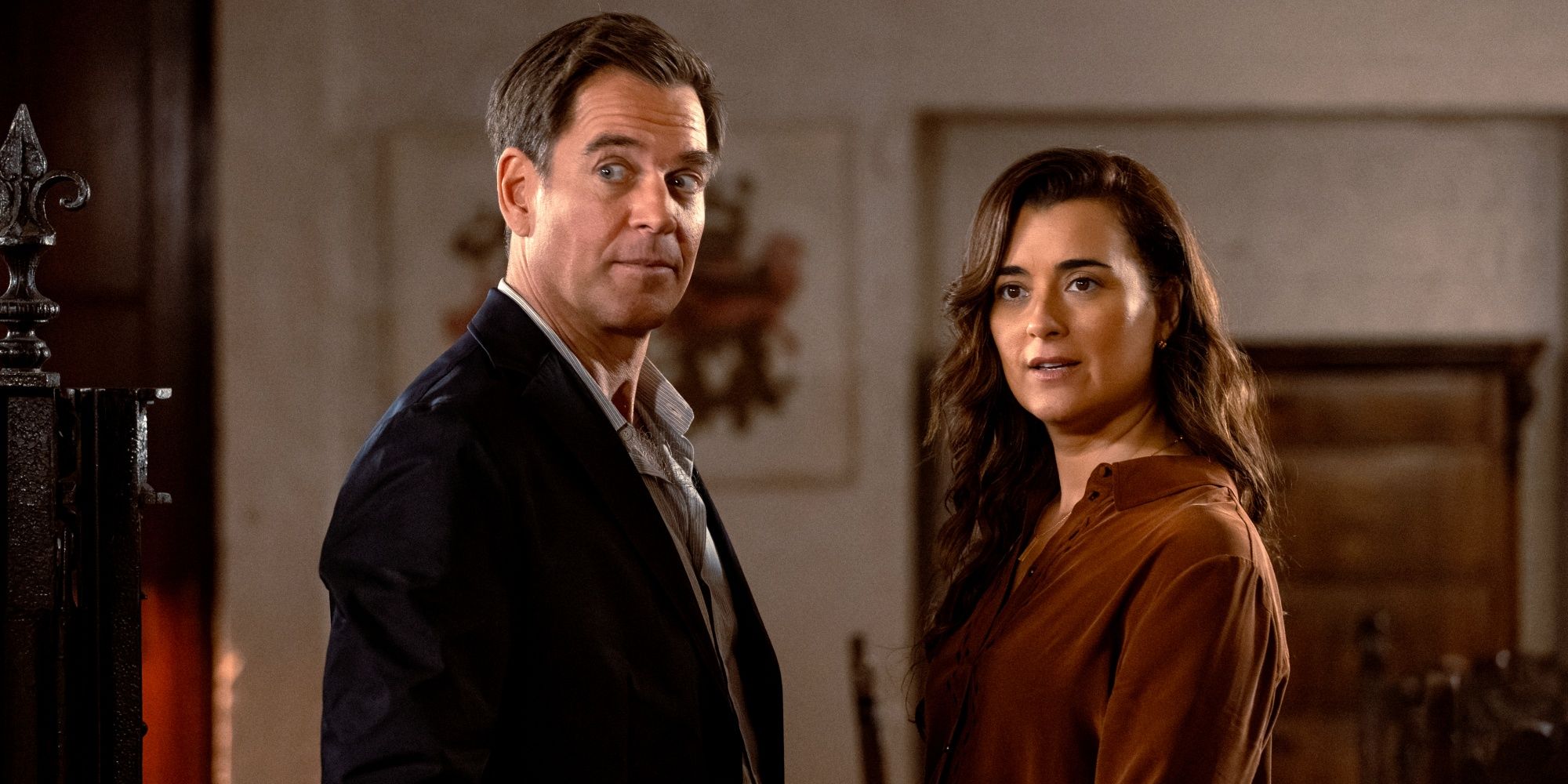 Michael Weatherly as Tony and Cote de Pablo as Ziva standing together looking forward in NCIS: Tony & Ziva