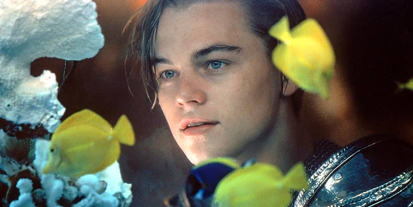 Romeo (Leonardo DiCaprio) looking through a fish tank in 'Romeo + Juliet'