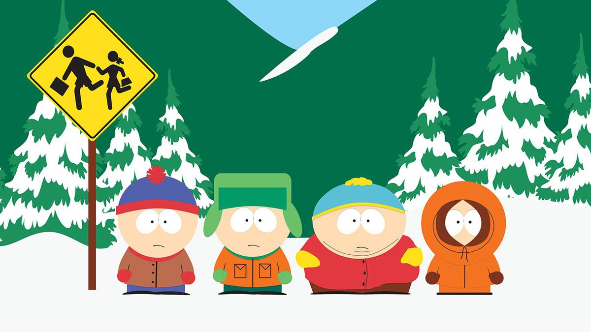 Kenny, Cartman, Kyle, and Stan in South Park.