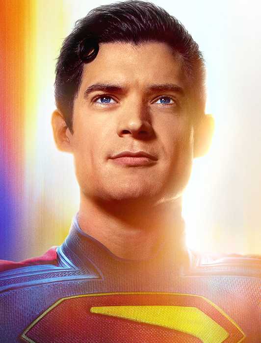 David Corenswet as Superman on the poster for the James Gunn film.