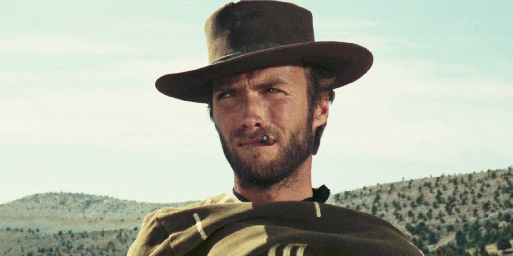 Clint Eastwood smoking a cigar in the desert in The Good, the Bad and the Ugly