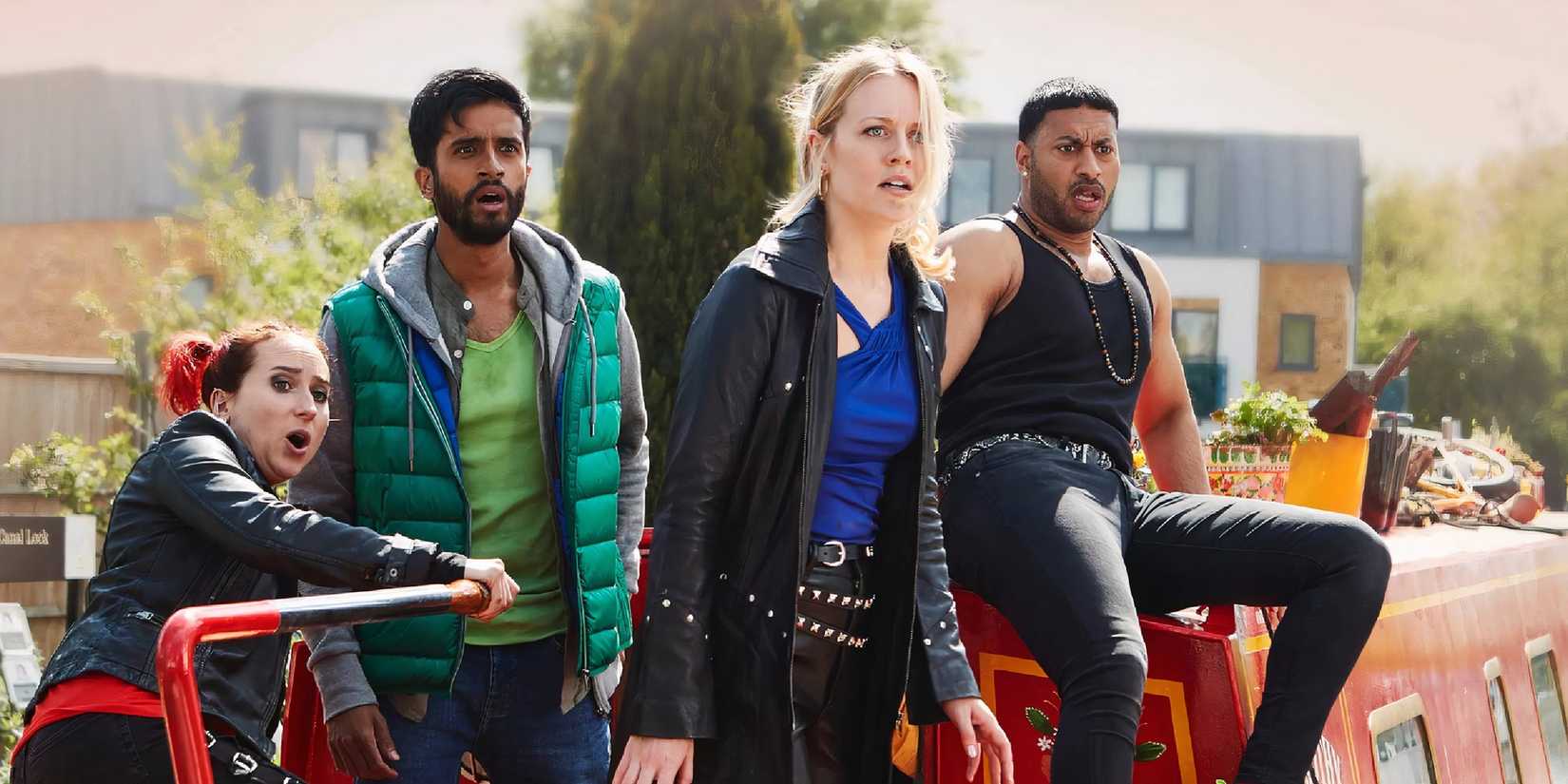 The cast of Zomboat looks shocked