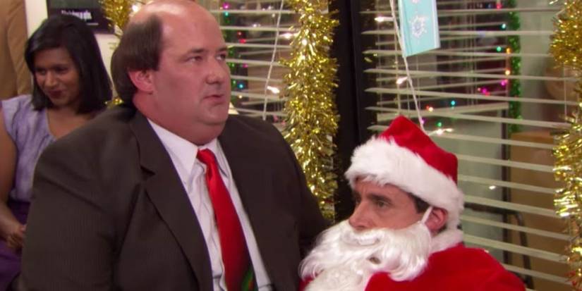 Steve Carell and Brian Baumgartner as Michael and Kevin in 'The Office' Christmas episode.