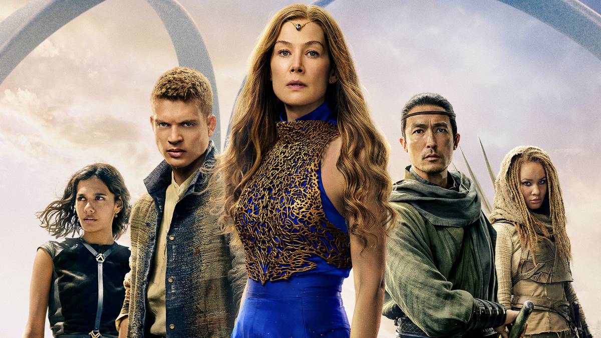 The cast stand in dramatic poses on the poster for The Wheel of Time Season 3.